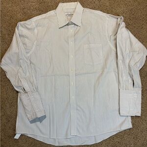 Joseph Abboud White with Brown Stripes Dress Shirt, size 18.